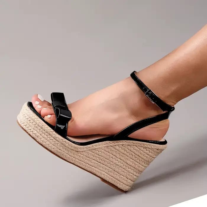 LIHUAMAO sandales à talons compensés Espadrilles chaussures pour femmes chaussures à talons hauts bride à la cheville sandales modernes plate-forme confort décontracté
