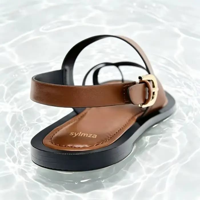 Sandales plates rétro marron croisées pour femmes, sandales de gladiateur Design avec boucle à la cheville, tongs de plage Sexy à Clip