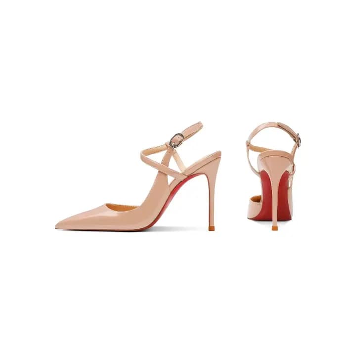 Sandales à talons hauts rouges nude pour femmes