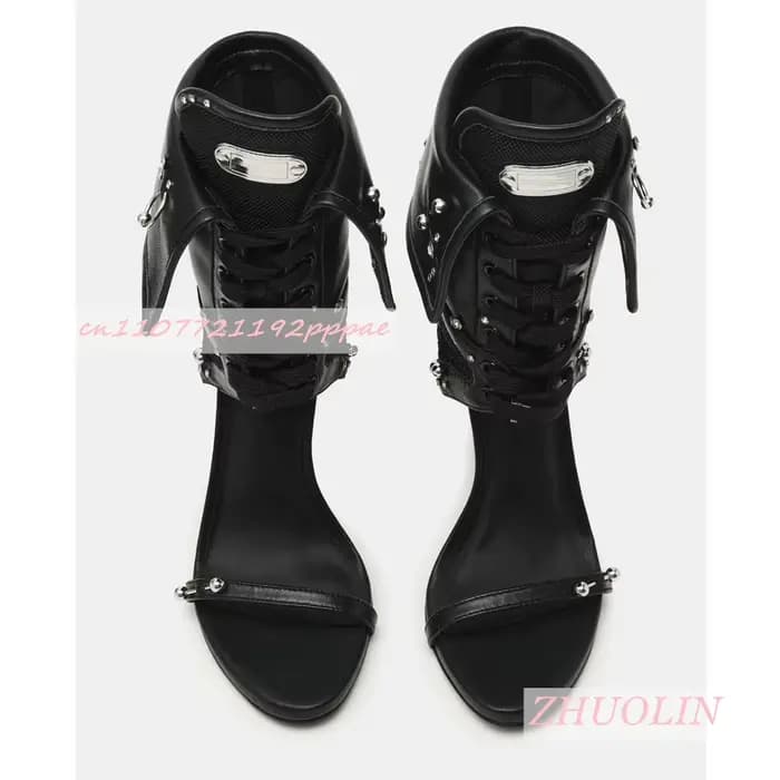 Nouvelles sandales bottes d'été 2026 noires à clous pour femme