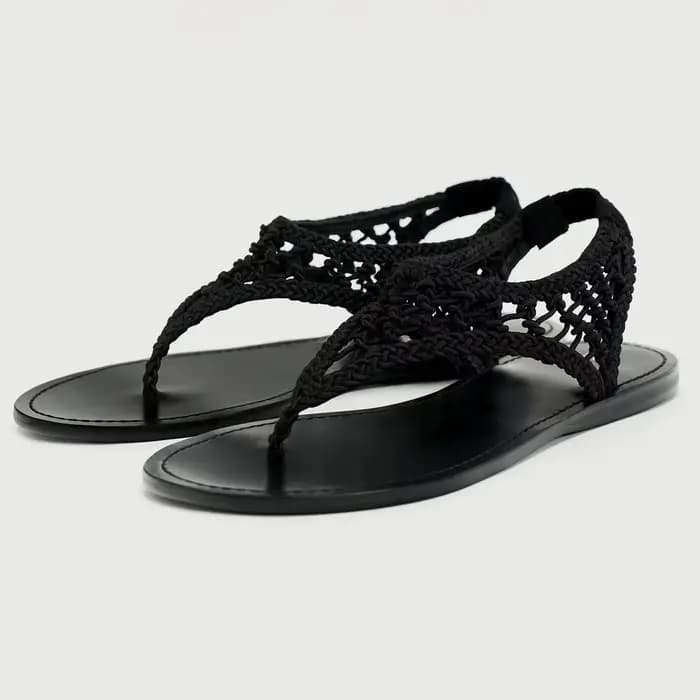Nouvelles arrivées : sandales plates gladiateur romaines noires pour femmes