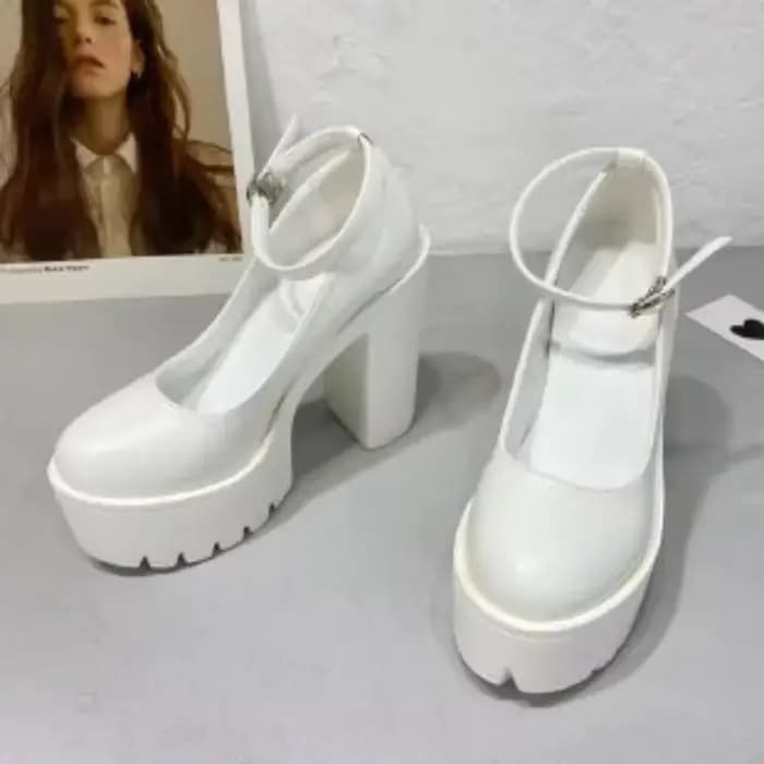 Escarpins sexy pour femmes à talons épais et plateforme noirs