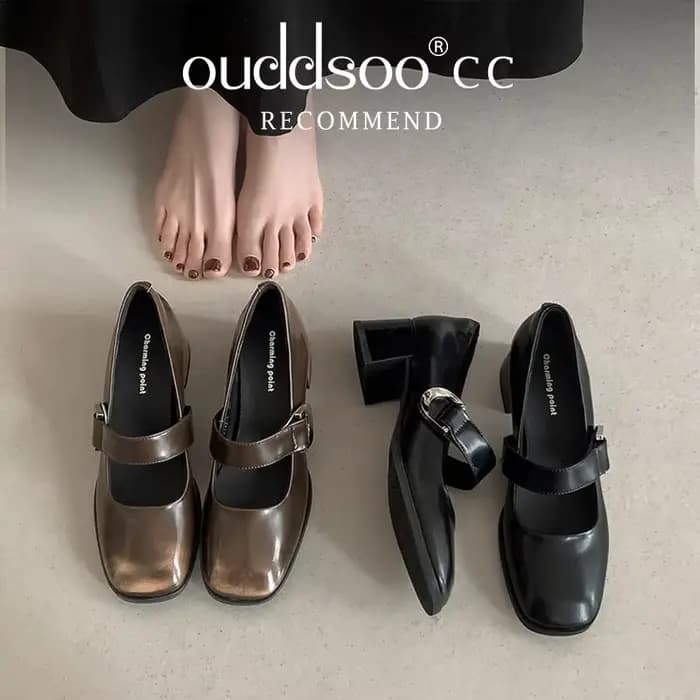 Ods Mary Jane pompes femmes 2025 nouveau printemps luxe véritable cuir de vache moyen bloc talon fait à la main qualité confortable respirant