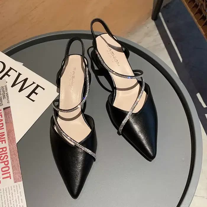 Sandales pour femmes talons moyens bloc sandale femme fête Sexy gros cuir véritable strass été nouveau 2025 concepteur de luxe