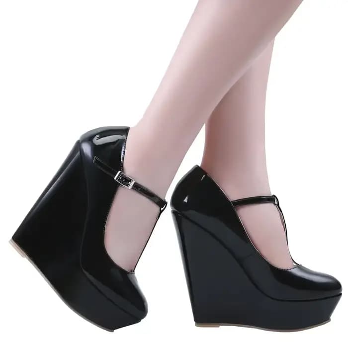 Chaussures à talons pour femmes 2026 Nouvelle collection automne-hiver 14cm Bout rond Bride en T Plateforme Talon