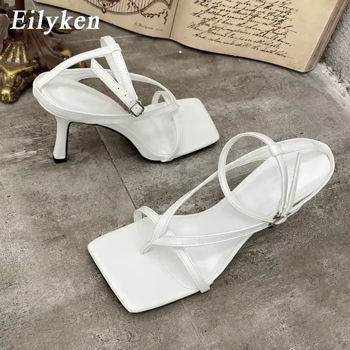 Eilyken tête carrée bride à la cheville sandales femmes mode talon haut gladiateur bande étroite robe De soirée pompe chaussures Zapatos De Mujer