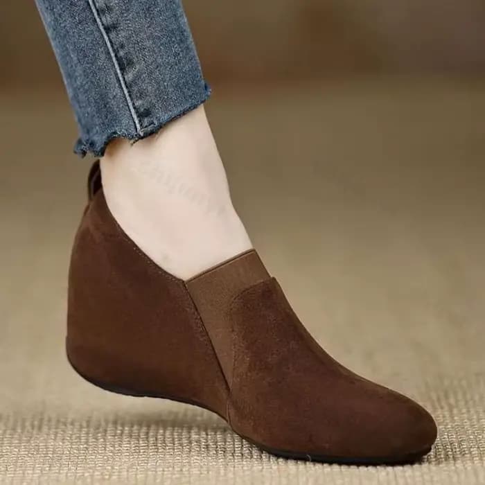 Femmes chaussures compensées 2025 automne nouveau confortable hauteur augmenter sans lacet