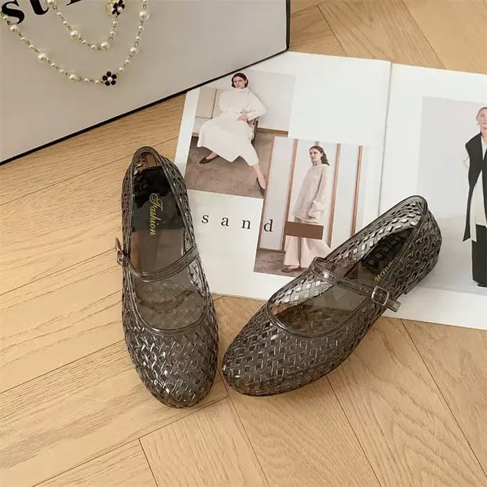Sandales Baotou pour femmes, nouvelles sandales plates ajourées transparentes tendance pour l'été, chaussures décontractées pour femmes
