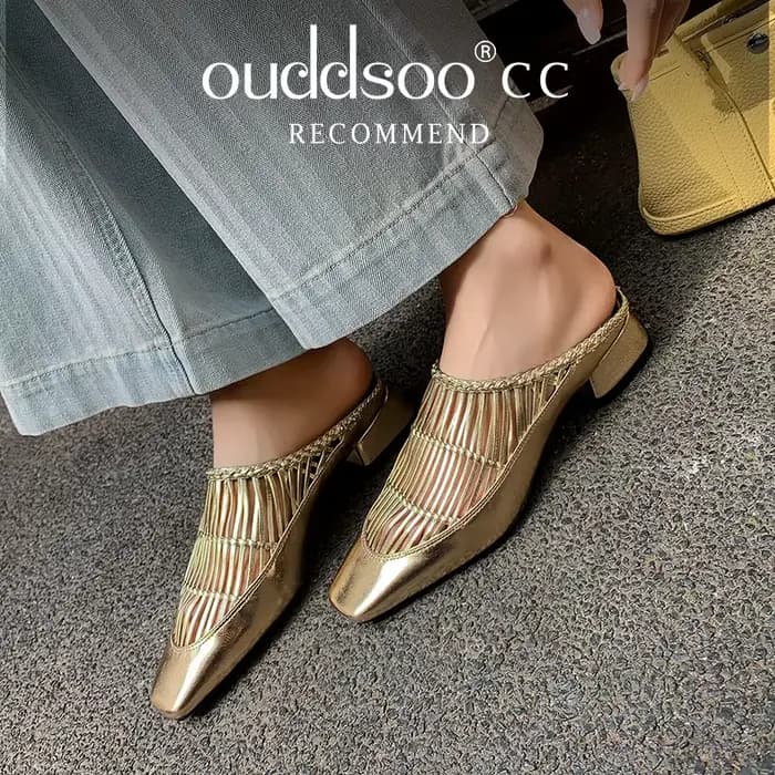 Ods bout carré sandales à talons aiguilles pour femmes été brillant couleur unie