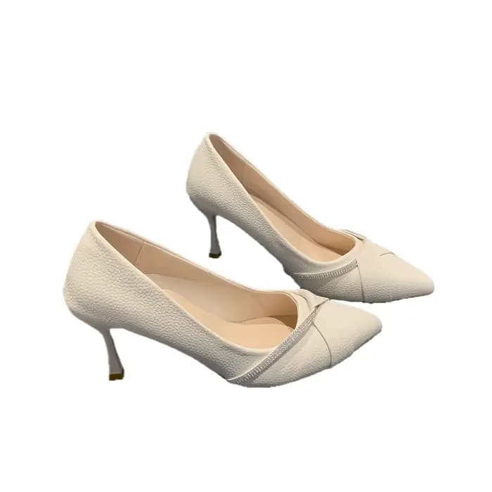Escarpins pour femmes, Nouveau style 2025, Printemps Automne, à talon fin, bout pointu, ornés de strass, pour occasions professionnelles, étudiantes et cérémonies