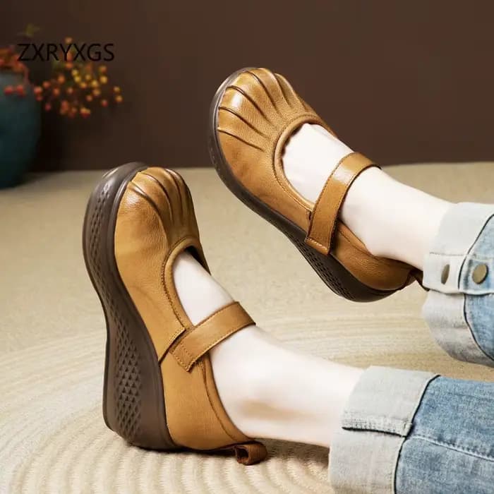 ZXRYXGS Chaussures classiques rétro en cuir véritable de qualité supérieure