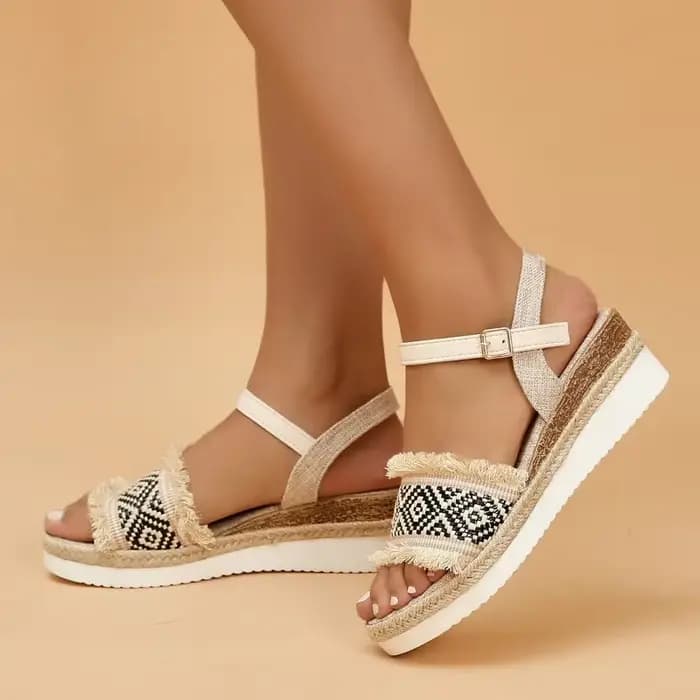 Sandales à l'offre elles compensées style bohème pour femmes, chaussures d'été décontractées et légères, de haute qualité, 2023