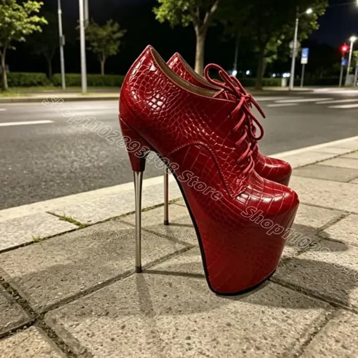 Escarpins à lacets violets 19 cm à motif animalier, plateforme, pour femme, soirée, danse, pole dance, Zapatos Para Mujeres