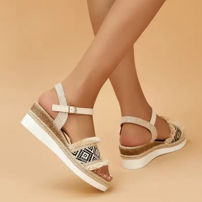 Sandales à l'offre elles compensées style bohème pour femmes, chaussures d'été décontractées et légères, de haute qualité, 2023