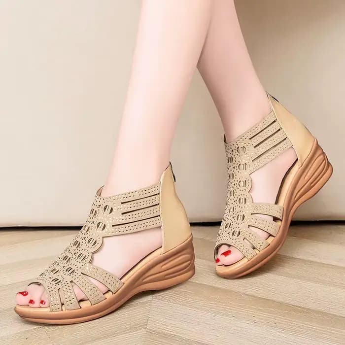 Sandale femme sandales orthopédiques compensées pour femmes chaussure noire marques élégantes plate-forme romaine talon moyen été nouveau 2025 talons chaussures