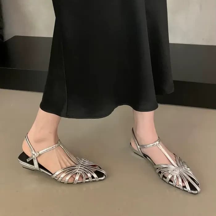Bailamos 2026 Nouvelle Collection Été Sandales Femme Tendance à Bride Fine Talon Bas Style Gladiateur Bout Pointu avec Boucle Cheville