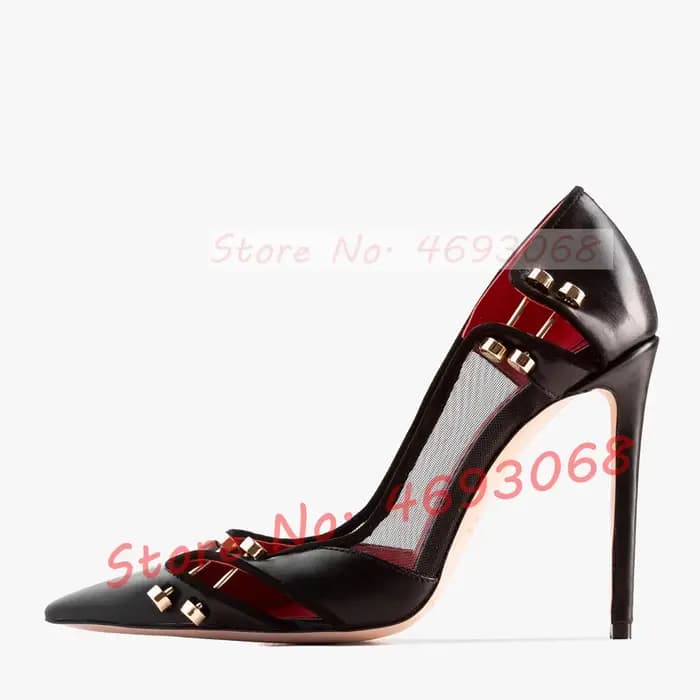 Escarpins à talons en métal nu brillant pour femmes