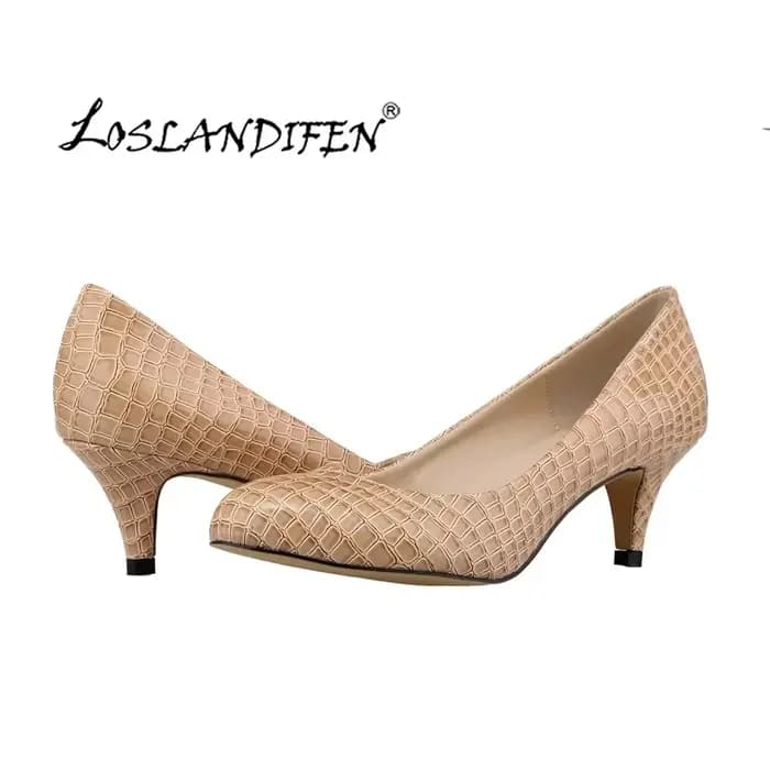 Escarpins pour femmes printemps automne Styles classiques Sexy bout rond Faux Crocodile 5cm talons hauts bas mode bureau chaussures de mariage grande taille