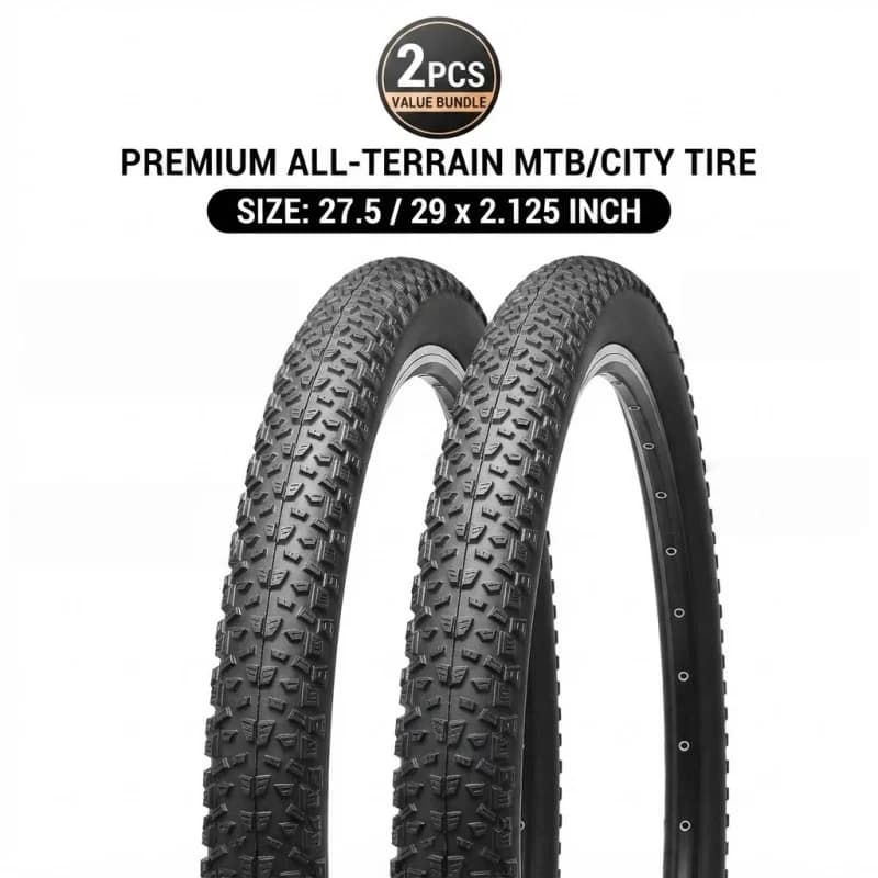 Pneus de vélo VTT 27.5/29 x 2.125 pouces, 2 pièces, pneus de remplacement durables en caoutchouc pou