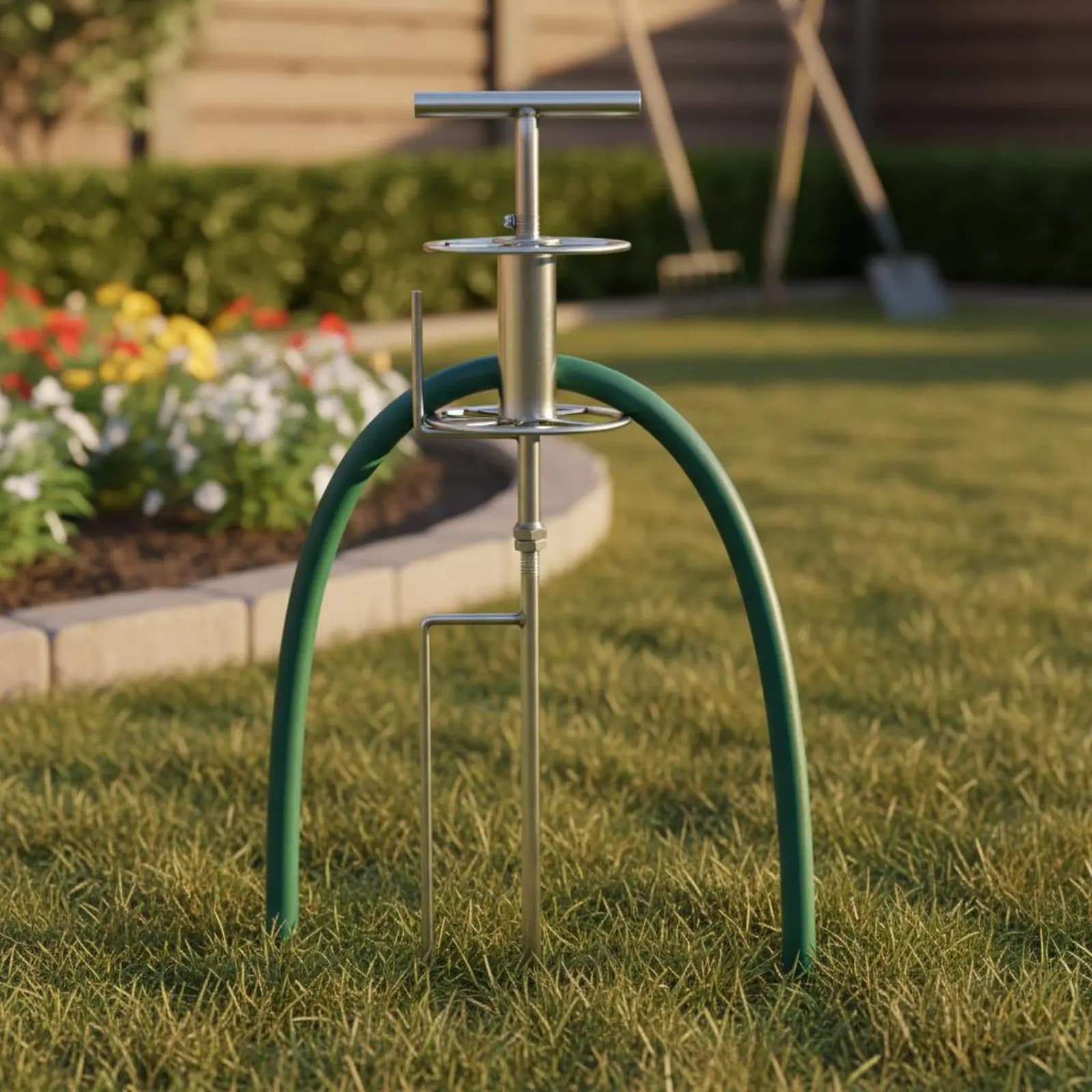Guide d'angle pour tuyau d'arrosage à rotation fluide, avec piquet de fixation, outil de jardinage à