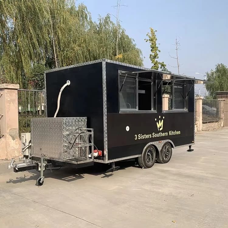 Remorque à pizza avec cuisine, camion de restauration électrique avec plaque chauffante et friteuse,