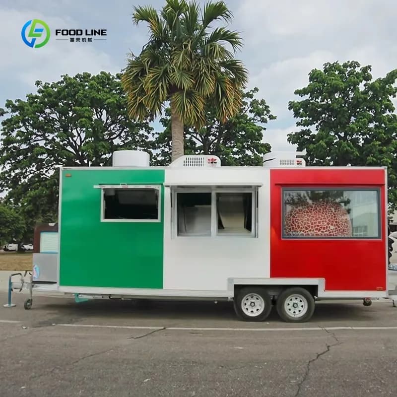Camion de nourriture mobile personnalisé de 18 pieds avec four à pizza et brûleur pour la restaurati