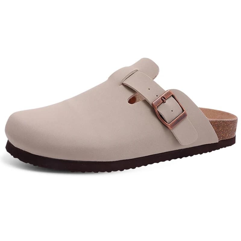 Evshine Sabots en daim pour hommes Mules en cuir de mode Pantoufles confortables avec boucle réglabl