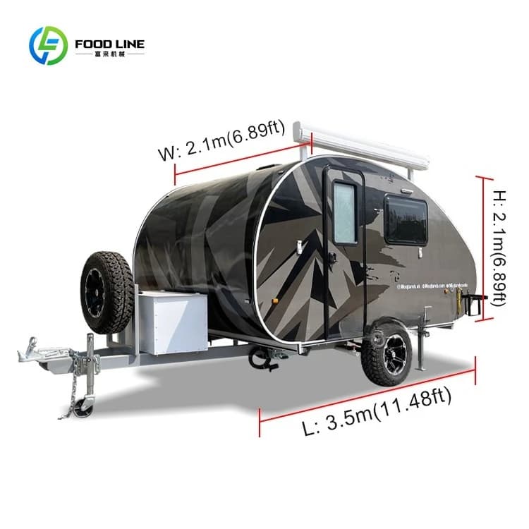 FOODLINE Mini-caravane de camping personnalisée, caravane de voyage compacte, mini-roulotte en forme