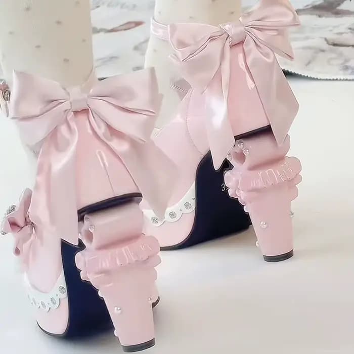 Chaussures à talons hauts Lolita originales pour filles, tarte aux œufs, cœur, grande tête ronde, ta