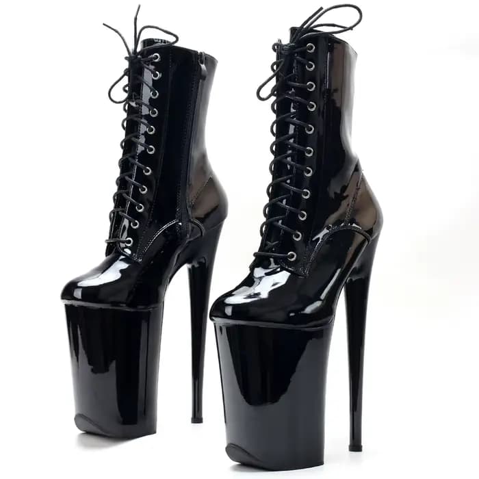 Chaussures de strip-teaseuse à talons hauts extrêmes de 23CM, bottines de danse sur poteau à lacets