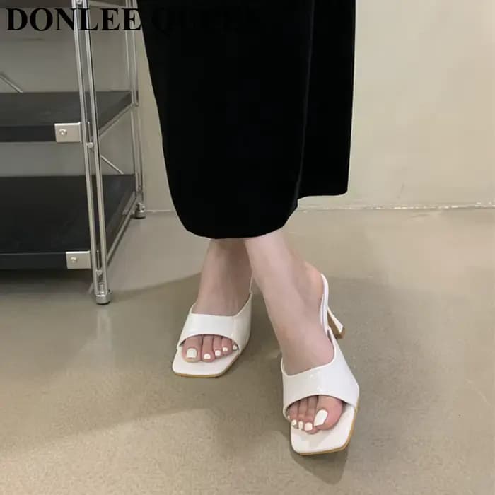 Pantoufles à talons hauts pour femmes, chaussures mules élégantes à enfiler, sandales de loisirs, gr
