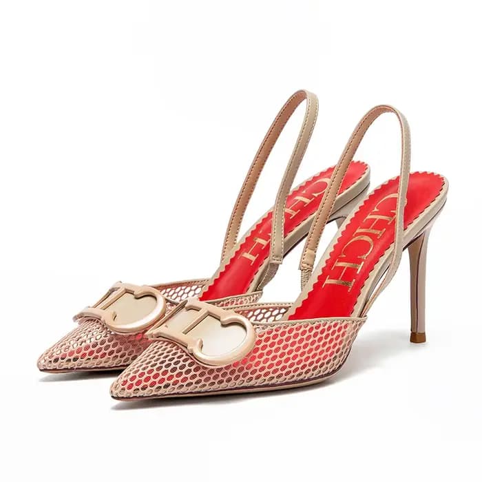 CHCH – sandales d'affaires noires à talons hauts pour femmes, en maille respirante, 9cm, été 2025