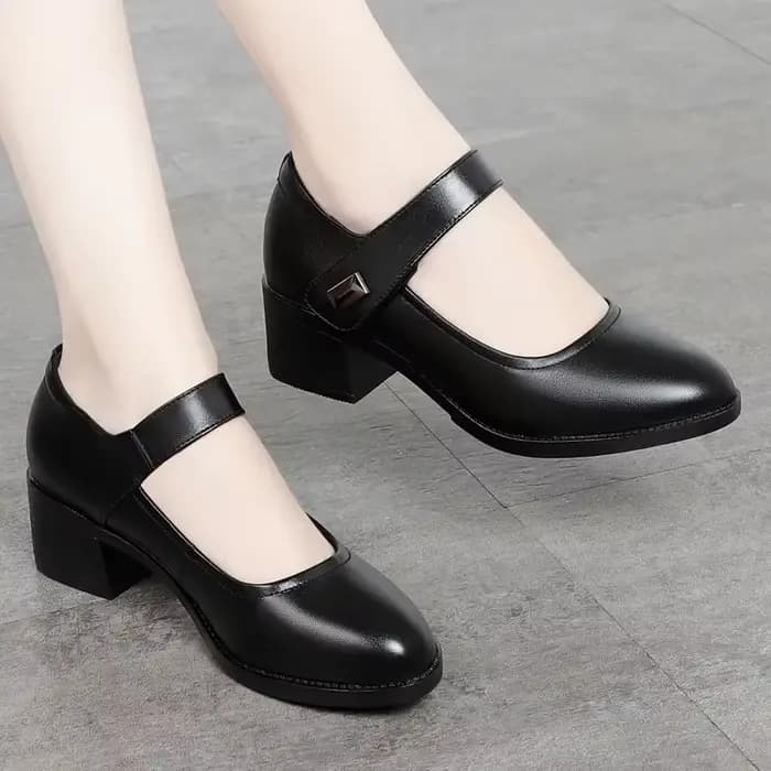 Zapatos-Cute Round Parker Black BuilStrap Escarpins pour femmes, Chaussures à talons de printemps, H
