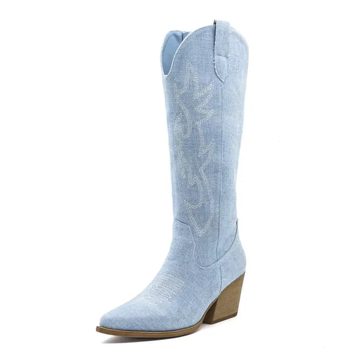 Chaussures pour femmes nouvelles bottes de Cowboy occidentales brodées femmes automne bout pointu ta