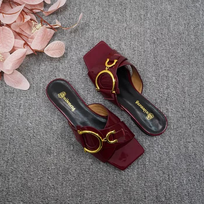 Pantoufles à la mode pour femmes, bout carré, bout ouvert, chaussures pour femmes à talons bas, chau