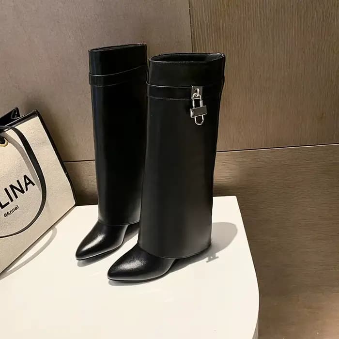 Bottes Chelsea pointues et Sexy pour femmes, bottes de moto imperméables en Pu, robe de soirée d'aut