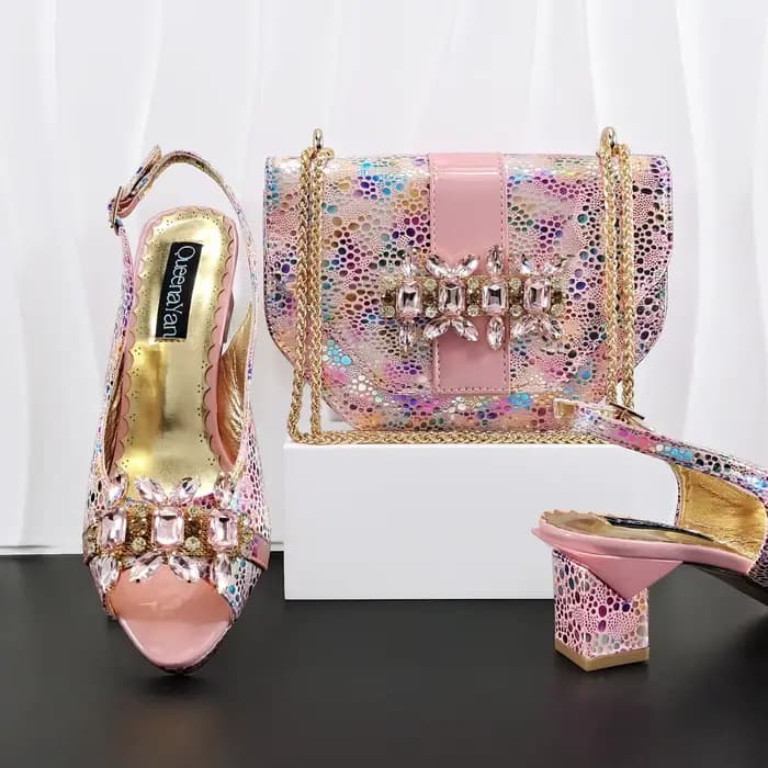 Doershow – ensemble de chaussures et sacs de style africain pour femmes, de haute qualité, bleu ciel