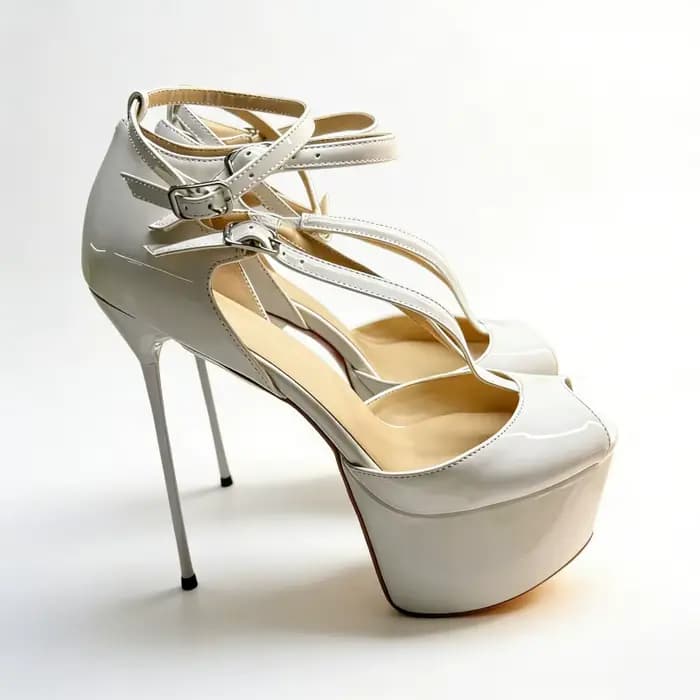Arden Furtado – chaussures de mariage d'été en cuir verni blanc, sandales à bout ouvert, plateforme,
