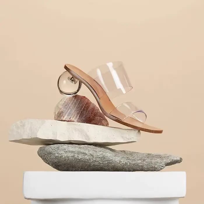 Pantoufles Cool à talons hauts en cristal et bout carré pour femmes, mot de mode européenne et améri