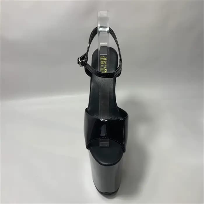  Sandales à bout ouvert à plateforme de 23CM, talons noirs avec bride à la cheville et semelle épai