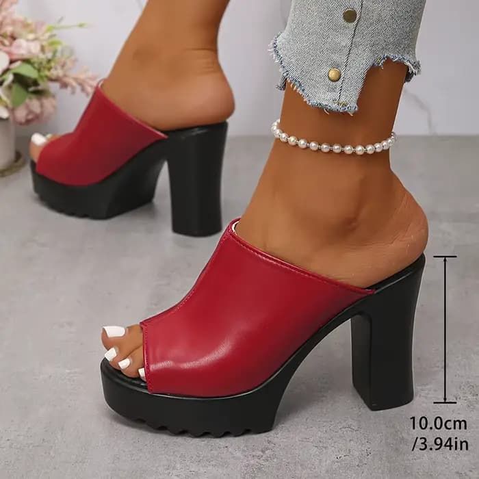 Mules à talons hauts épais pour femmes, sandales à plateforme à enfiler, bouche de poisson, mode été