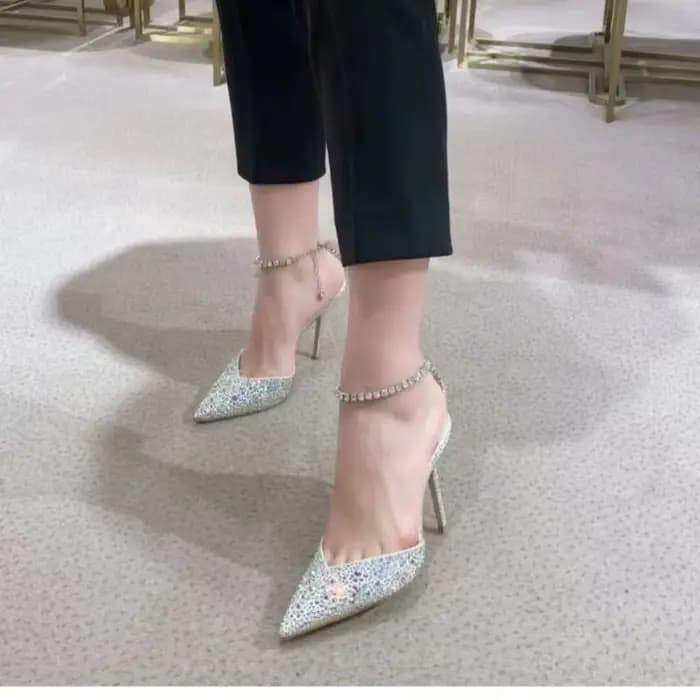 Chaussures à talons hauts en cristal de diamant à couleur dégradée, sandales à strass pour célébrité