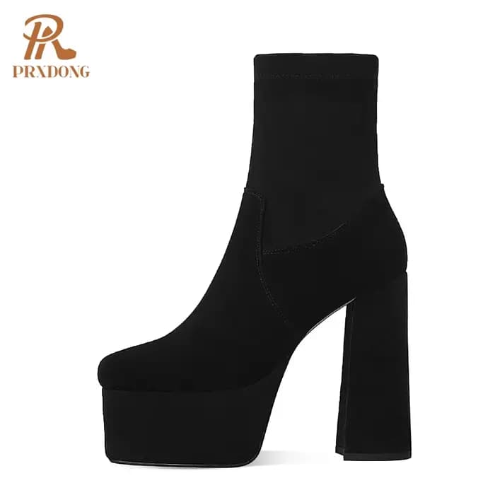 Bottes à talons hauts épais pour femmes, chaussures à semelle épaisse, couleur unie, rose, noir, aut