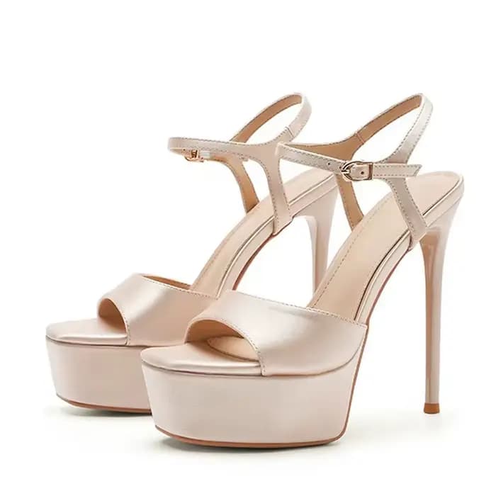 Liyke Designer confortable soie bride à la cheville femmes Sexy 14CM sandales mode bout ouvert noir
