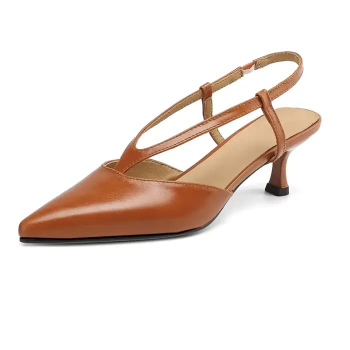Sandales d'été en cuir véritable pour femmes, tendance, Sexy, bout fermé, lanière en T, talons hauts