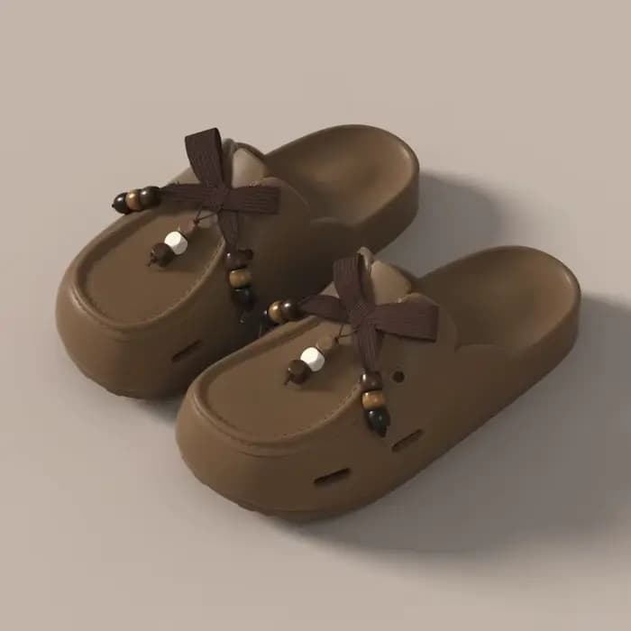 Mules compensées pour femmes, pantoufles d'intérieur à bout fermé, sabots d'été de luxe, chaussures