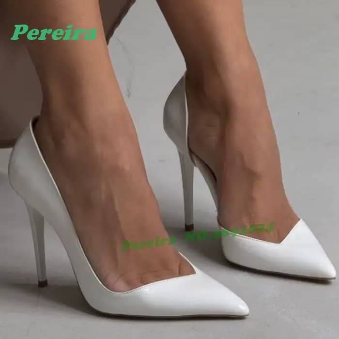 Escarpins noirs vernis à bout pointu pour femme, classiques à enfiler, talons hauts, avec fentes lat