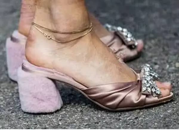 Sandales d'été en laine et soie pour femmes, chaussures à talons épais, bout ouvert, strass scintill