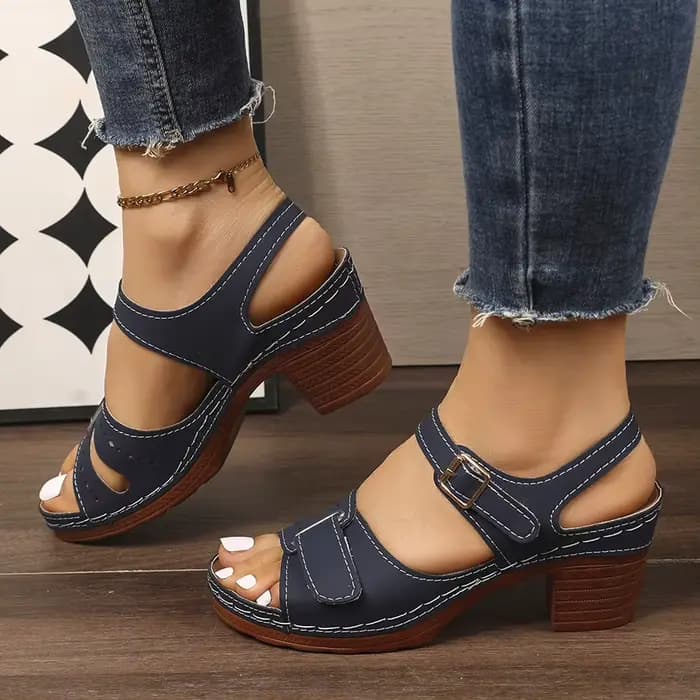Sandales tendance pour femmes, été, nouvelle collection, talon épais, boucle, chaussures féminines,
