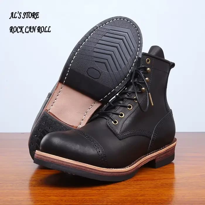 Botte en cuir de vachette italienne durable cousue Goodyear faite à la main, Tornado rouge XW400, su